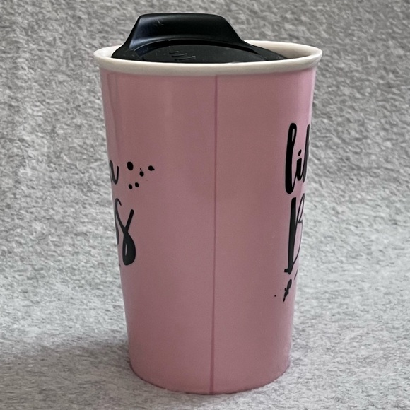 Clay Art Travel Tumbler Mug Like A Boss Pink White 9 Oz Latte Ceramic with Lid - Picture 5 of 13